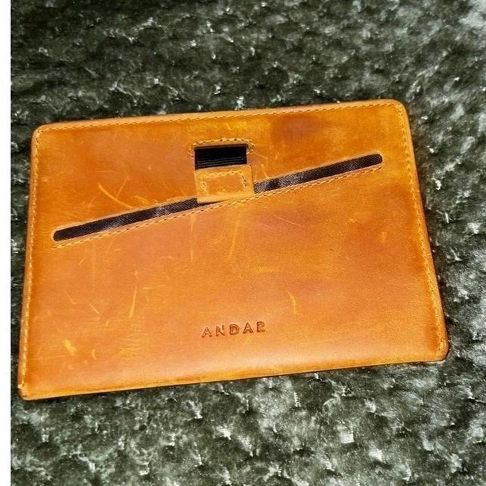 Andar Minimalist Full Grain Leather Slim Card Holder‎ Wallet Tan